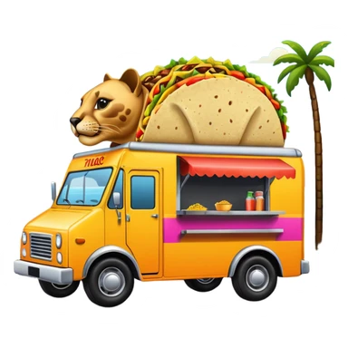 A taco truck that has a panther on it
 sticker