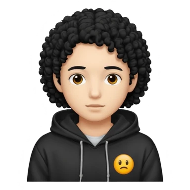 Gut wearing a hoodie with black curly hair sticker