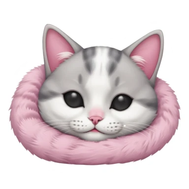 grey and white small cat with eyes closed lying down upside down with its paws/arms tightly covering its own face sticker