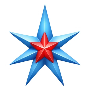 Blue morning star with red core, space navigation symbol sticker
