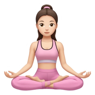 white brunette girl in light pink workout clothes meditating sticker