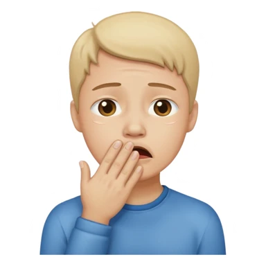 Crying pleading face with hand covering mouth sticker