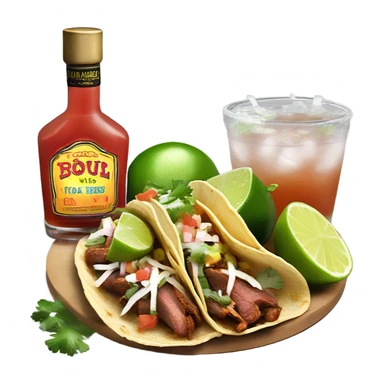 I’m late of street tacos and shot of tequila with lime sticker