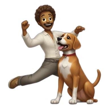 loughing with dancing with dog sticker