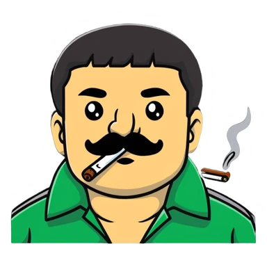 El Chapo Guzman with mustache smoking a marijuana joint sticker