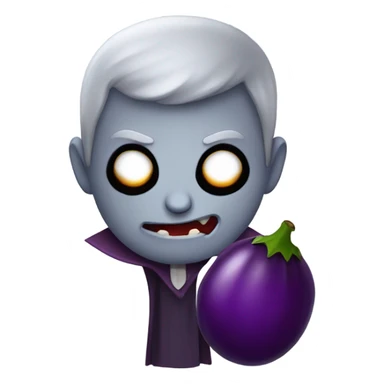  A scary gray vampire man holding a purple eggplant sticker