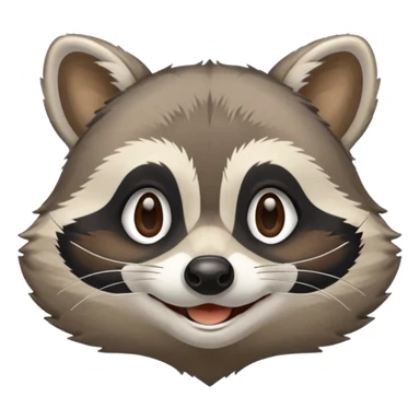 grey smiling raccoon, plain, no shadows sticker