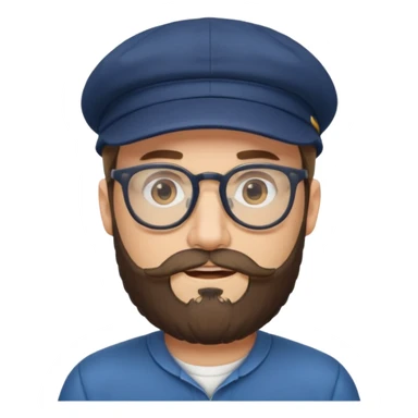 male full beard glasses and cap sticker