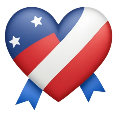 Patriotic heart white ribbon and gold stars sticker