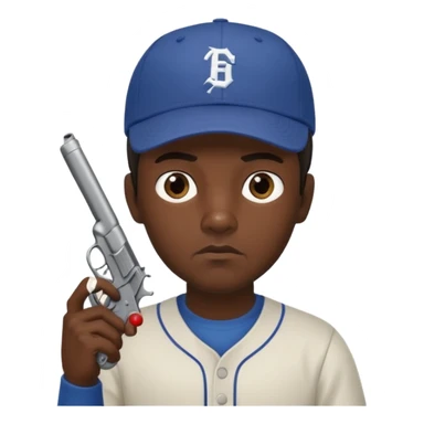 Un moreno con una pistola y grosero y una gorra sticker