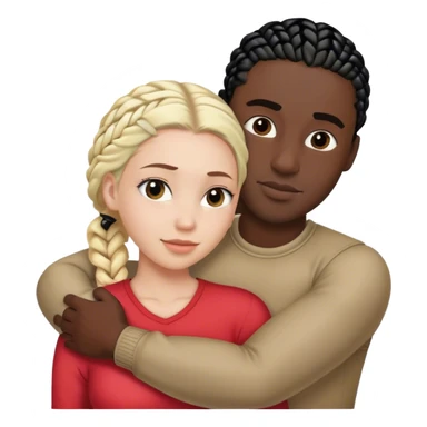 White blonde woman hugging black man with black cornrows sticker
