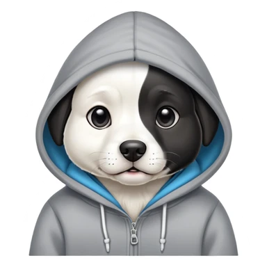 Black and white Dog wearing a hoodie cute sticker