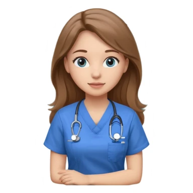 university classroom that says Mental Health Nursing on the blackboard with a pretty female nursing student with long brown hair, blue eyes sticker