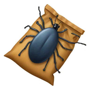 A tick insect crawling out of a bag sticker