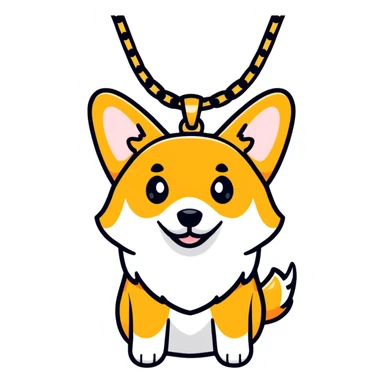 corgi wearing a gold chain sticker