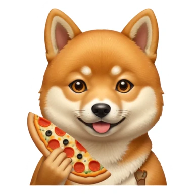 cute shiba inu eating pizza sticker