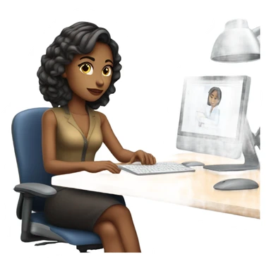 beautiful girl working in an office sticker