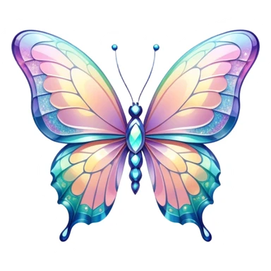 Melting Pastel sparkly glittery shiny iridescent glass crystal butterfly sticker