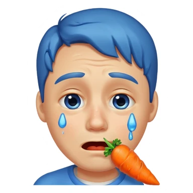 Man crying eating carrot. make tears blue color sticker