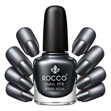 Dark grey metallic rococo style nail polish    sticker