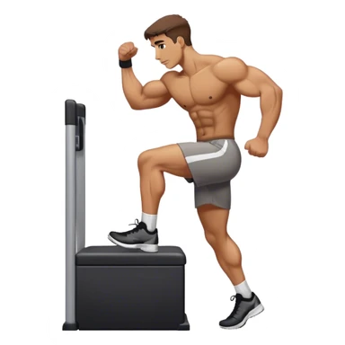 buff man step onto plyo-box side-view sticker