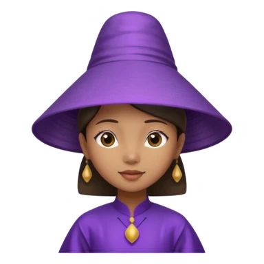 ancient vietnamese girl with dress and conical hat, purple sticker