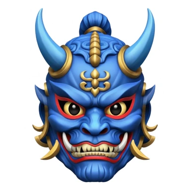 blue samurai oni mask sticker