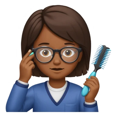 Kid with comb hair and glasses brown hair  sticker
