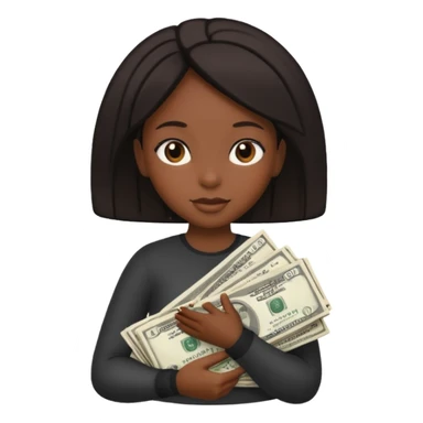 Baddie Black girl holding a stack of money sticker