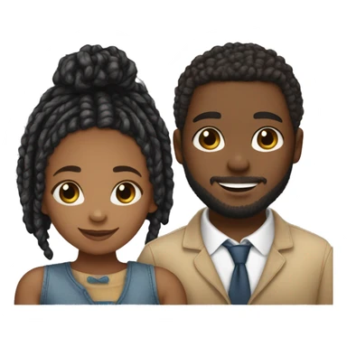 Realistic black girl with box braids and light skin boy with short curly hair and a short beard hugging sticker
