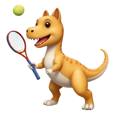 Un chien qui joue au tennis contre un dinosaure sticker