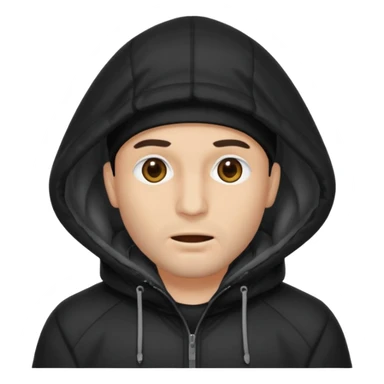 fait un homme noir avec une cagoule noir qui couvre sa tête, ses mains doivent être sur sa bouche comme si il se la cachait  sticker