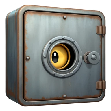 a vault with newspaper articles peeping out from inside the vault. sticker