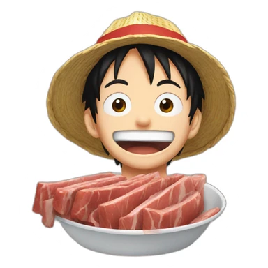 Luffy eat meat sticker
