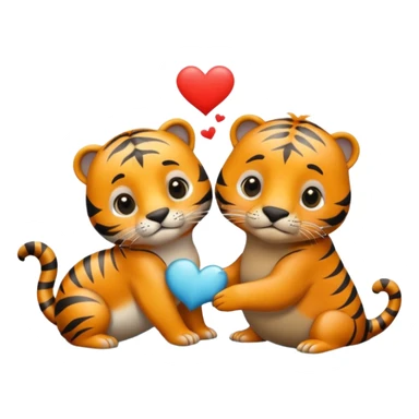 tiger and a little grey sea lion in love sticker