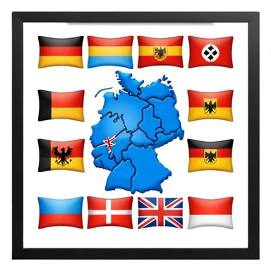 Germania divisa con bandiera L: US sud-ovest (Monaco, Francoforte), UK nord-ovest (Amburgo, Colonia), URSS est (Berlino Est, Dresda), France sud-ovest (Stoccarda, Friburgo) sticker