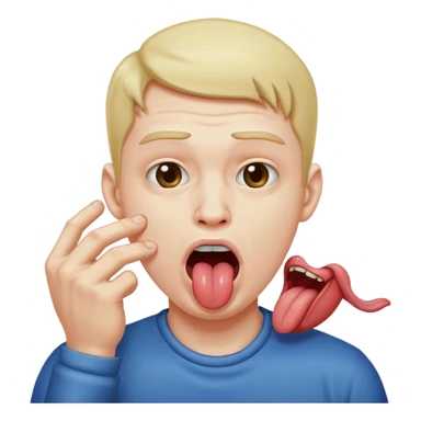 A man choking himself with tongue out sticker