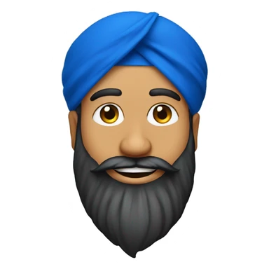 Sikh emoji: vibrant blue turban, joyful expression, detailed beard, cultural symbols subtly integrated, minimalist design." sticker