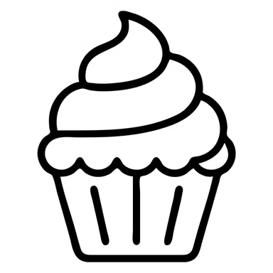 cupcake with pink icing outlined icon sticker