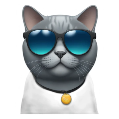 deep blue British Shorthair Cat with sunglasses use camera sticker
