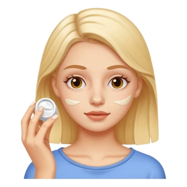 white girl applying cream on face sticker