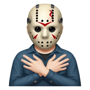 Jason Voorhees, looking cute, with his hands clasped in front of him, at a sideways angle, looks like he is in love sticker