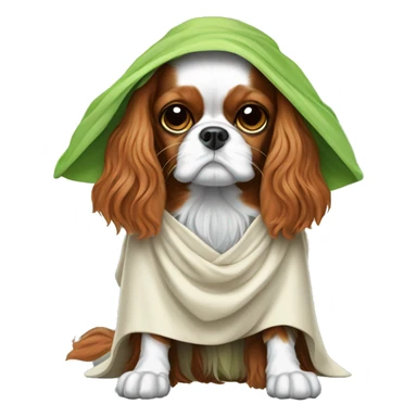 Cavalier King charles spaniel wearing a costume of Yoda Jedi  sticker