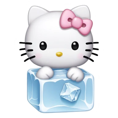 Kawaii hello kitty with ice cube sticker