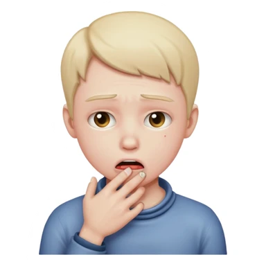 person choking themselves, serious expression sticker