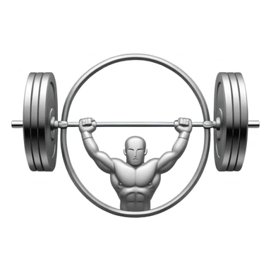 An emblem symbolizing weightlifting with a stylized barbell in the center, set against a simple, clean background. The barbell is prominent and sleek, with no athlete included. The design is bold, modern, and minimalistic sticker