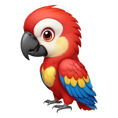 cinematic-cute-macaw-portrait-emoji,-head-tilted-playfully-and-inquisitively,-with-a-dazzling-red-plumage-and-round,-sparkling-eyes-filled-with-charm,-simplified-yet-irresistibly-adorable-features,-highly-detailed, white beak sticker