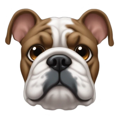 Perro bulldog francés color negro con pequeñas manchas marrón con ojos color celeste y el otro ojo marrón con una mancha blanca arriba de la nariz sacando la lengua sticker