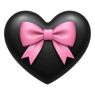 glossy black heart with a pink bow with heart pattern on the bow sticker