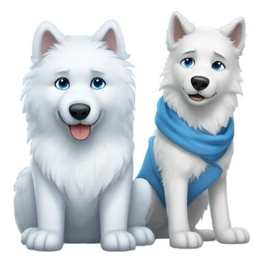 blue teddybear and white wolfdog sticker